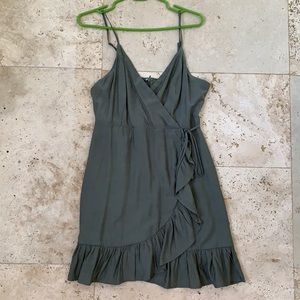 Forest green wrap dress
